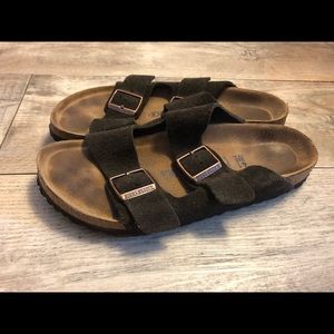 Dark brown soft leather Birkenstock’s